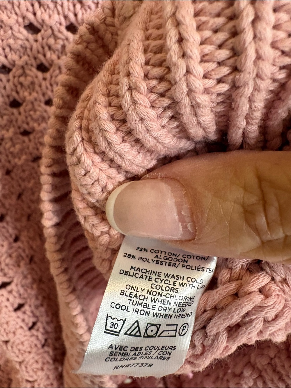 Ann Taylor Weekend Pink Open-Knit Button Front Cardigan - Picture 5 of 5